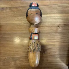 手描き模様の木製こけし 約31cm