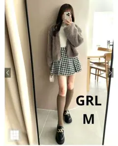 GRL インパン裏地付きツイードプリーツミニスカート[ai130] M