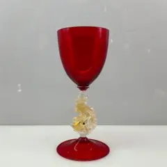 ムラーノガラス 金彩 レースガラス 花形ステム ミニグラス 高さ約13cm