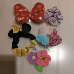 ディズニー ヘアゴム リボン 赤 ミニー ドット 水玉 クリップ シュシュ