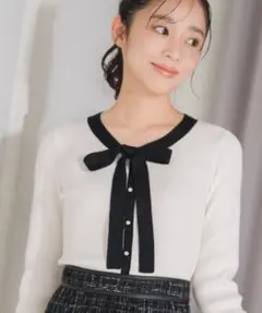 値下げ❌【新品】ミッシュマッシュ ラメ配色ボウタイニット ホワイト