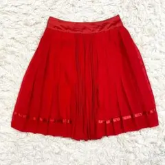 ジルスチュアート JILLSTUART 膝丈プリーツスカート 赤 M サイズ2のサムネイル