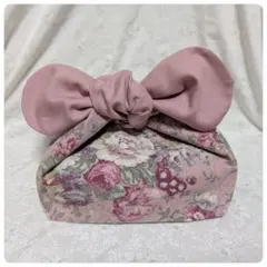 ハンドメイド♡リボンタイプ♡お弁当袋♡撥水加工の裏地♡薔薇柄♡バラ柄♡ローズ