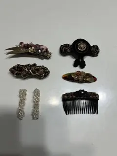 レトロ　ヴィンテージ　ヘアクリップ7個セット