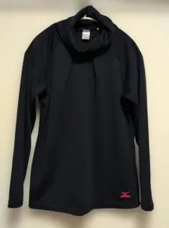 【美品】Mizuno ハイネック長袖Tシャツ Lサイズ 　ネイビー