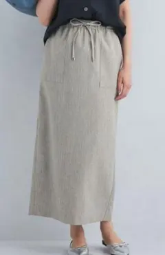 【美品】1回着用 グリーンレーベル ツイードライク フレアスカート ベージュ