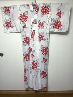 染め浴衣単品 白地花柄