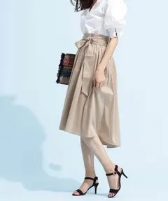 ナノユニバース  サッシュベルト付ギャザースカート