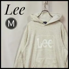 Leeロゴ　リー　プルオーバーパーカー　デカロゴ　クリーム色　M　裏起毛　古着のサムネイル