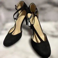 Allegra K ストラップパンプス　ブラック　スエード調　US9