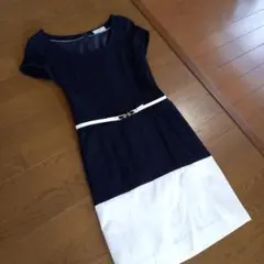 ル・スーク ワンピース バイカラー 日本製 美品 フォーマル パーティー 上品のサムネイル