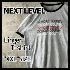 【希少】US古着 NEXT LEVEL リンガーTシャツ ビッグロゴ ゆるダボ