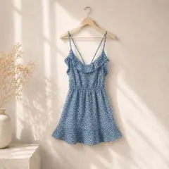 新品 H&M DIVIDED 背中開き花柄フリルキャミワンピ40のサムネイル
