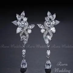 新品高品質ロングイヤリングorピアス★ジルコニア結婚式ブライダルウェディングa