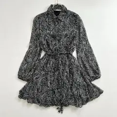 美品　ZARA ザラ　ランダムドット　紐ベルト付き　フレア　ミニワンピース