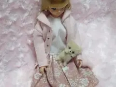 羊毛フェルト犬 チワワ クリーム ミニチュアドールハウス お人形さんのペットにのサムネイル