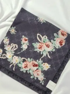 値下げ♪NINA RICCI 花柄 シルク混スカーフ ダークパープル