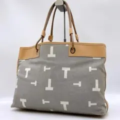 TOD'S トートバッグ 3層式 総柄 キャンバス×レザー Tロゴh472のサムネイル