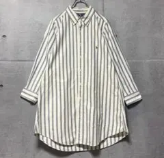 90's ラルフローレン　刺繍ポニーロゴ　マルチストライプ　長袖BDシャツ.