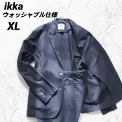 【XL】ikka イッカ セットアップ ネイビー 春夏 洗える ストレッチ 上下