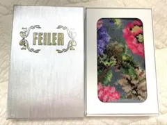 【FEILER】新品未使用　花柄タオルハンカチ グレー