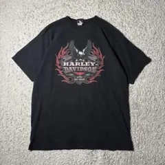 ハーレーダビッドソン tシャツ ファイヤーパターン USA製　イーグル　古着