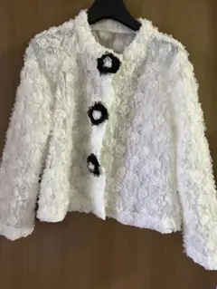美品✨ユキコハナイ/ホワイト 花柄ジャケット/Lサイズ相当