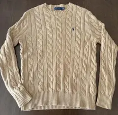 Polo ベージュ ケーブルニットセーター