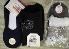 ブラック系　黒系　スニーカーソックス ハイソックス　ストッキング７足まとめ売り