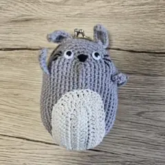 あみぐるみ 青いタコさんのがま口ポーチ(小物、小銭入れ) ハンドメイド