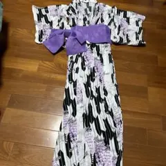 未使用品（開封後洗濯）浴衣・結び帯セット　藤