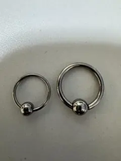 ステンレススチール ボール付きリングピアス 2サイズセット