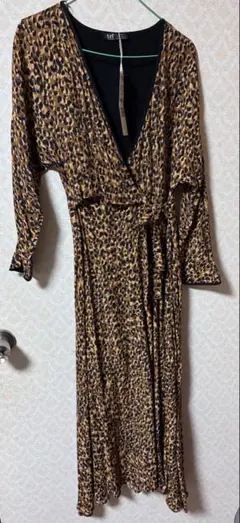 ZARA レオパード柄 長袖ワンピース M