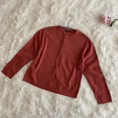 美品【23区】カーディガン レッド 羽織り 38(M)綿混素材