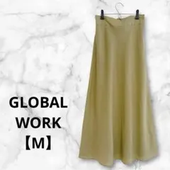 グローバルワーク 落ち感ロングスカート オリーブ M セルロース フレアスカート