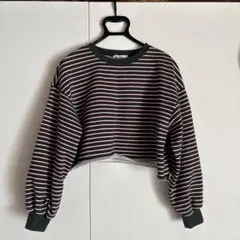 ストライプ クロップドスウェット
