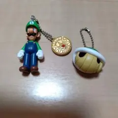スーパーマリオ ルイージ ＆ ミドリこうら フィギュア ストラップ キーホルダー