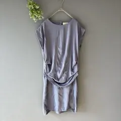 ナノユニバース［S］大人ナチュラル◎サテン地ドッキング◎ひざ丈とろみワンピース