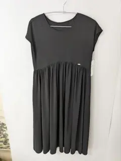 【タグ付】エッグノグスタイル フレンチスリーブ ギャザー フレア ワンピース L