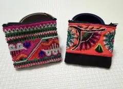 モン族　ポーチ　民族　カラフル　手刺繍