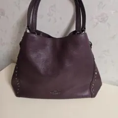 COACH パープル レザー トートバッグ スタッズ装飾 37037 - メルカリ