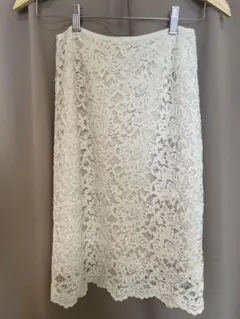 UNITED ARROWS レースタイトスカート 38 オフホワイト