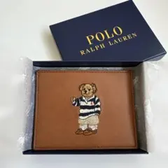 【新品未使用】ラルフローレン ポロベア 刺繍 カードケース ブラウン
