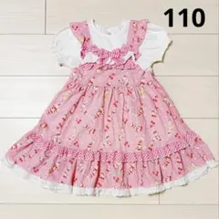 クーラクール110cm パフェ柄ワンピース　ピンク　メルヘンのサムネイル