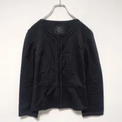 【美品】INED イネド ノーカラージャケット 紺 綿100% 9号 M 薄手のサムネイル