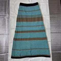 【AZUL BY MOUSSY 】【美品】ロングスカート ボーダー M ブルーのサムネイル
