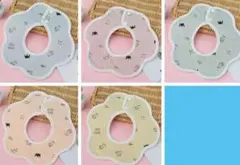 花型動物柄スタイ 5色セット