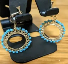 ターコイズブルー フープイヤリング