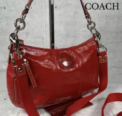 COACH コーチ 2way エナメル ワンショルダーバッグ アクセサリーポーチ