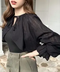 ブラウス 完売 人気 新品 M moment+ シアー バルーン袖 ボレロ 羽織